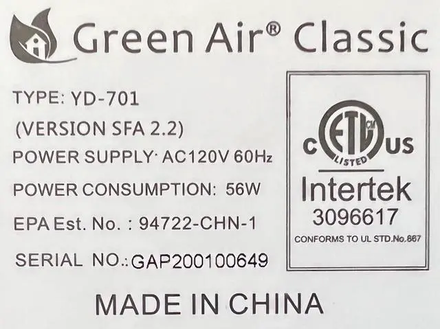 Alt view image 2 of 3 - Green Air Classic Air Purifier Ozone Generator