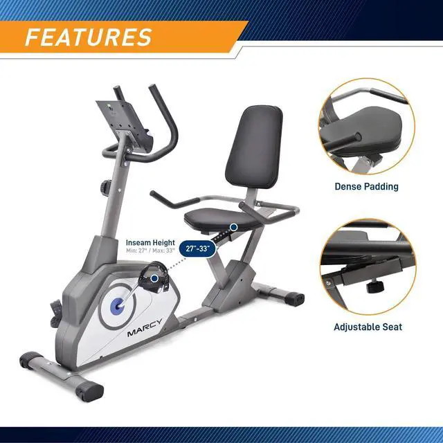 Alt view image 5 of 7 - Marcy Magnetic Recumbent Exercise Bike with 8 Resistance Levels