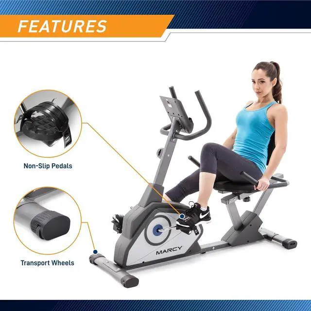 Alt view image 7 of 7 - Marcy Magnetic Recumbent Exercise Bike with 8 Resistance Levels