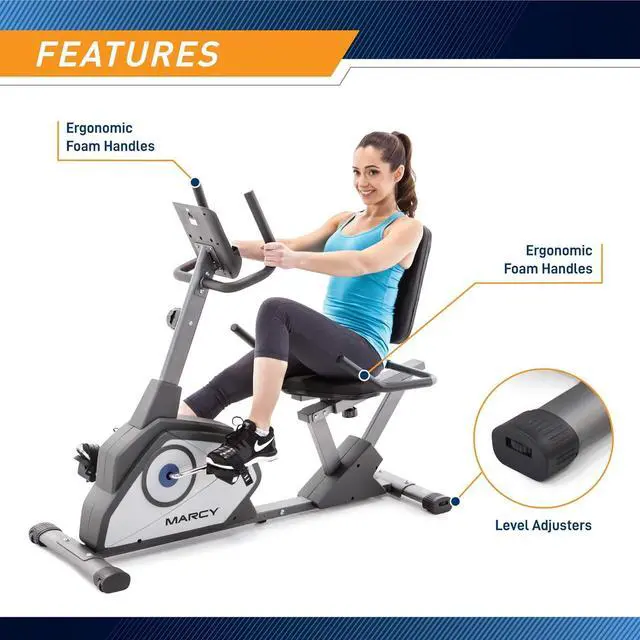 Alt view image 6 of 7 - Marcy Magnetic Recumbent Exercise Bike with 8 Resistance Levels