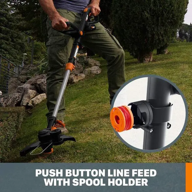 Alt view image 4 of 7 - WORX 20V 12" 3-in-1 Cordless String Trimmer/Lawn Edger/Mini Mower, WG170 | Command Feed, Works for Small & Medium Lawns, 2 x 2.0Ah Batteries & Charger Included, PowerShare