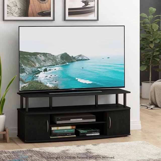Alt view image 3 of 7 - Furinno JAYA Large Entertainment Stand for TV Up to 55 Inch, Blackwood