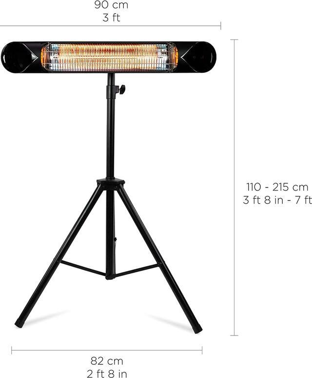 Alt view image 3 of 5 - Infrared Electric Patio Heater - Indoor/Outdoor Heater - Portable Wall/Garage Heater - 1500W - use with Stand - Mount to Ceiling/Wall)