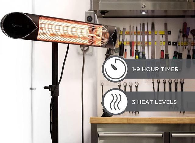 Alt view image 4 of 5 - Infrared Electric Patio Heater - Indoor/Outdoor Heater - Portable Wall/Garage Heater - 1500W - use with Stand - Mount to Ceiling/Wall)
