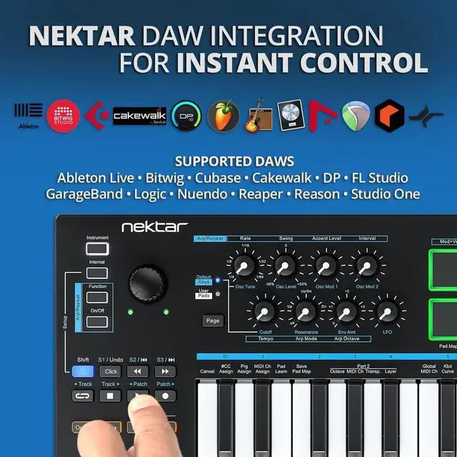 Alt view image 4 of 7 - Imt LX Mini - USB MIDI Controller Keyboard with  DAW Integration Black