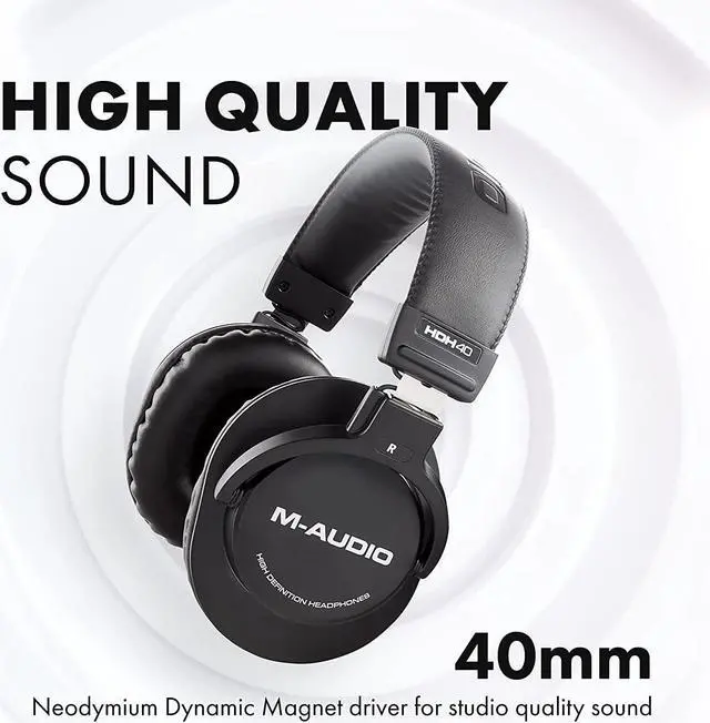 Alt view image 2 of 7 - HDH40 C Over Ear Studio Headphones with Closed Back Design Flexible Headband and 2.7m Cable for Studio Monitoring Podcasting and Recording - Black