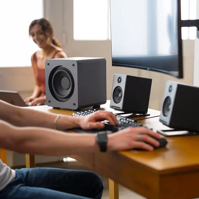 Alt view image 5 of 7 - Audioengine S6 210W Compact Powered Mini Subwoofer- Powerful Bass in a Small Package - Great for Desktops, Apartments, Offices and Gaming Setups