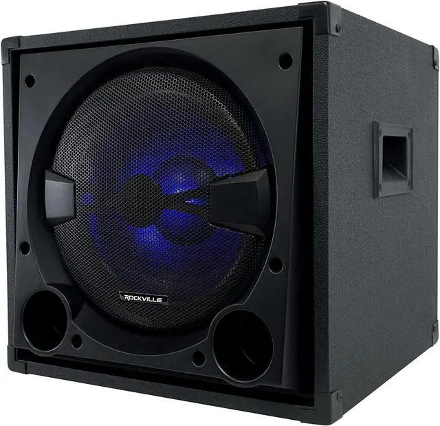 Alt view image 4 of 7 - Rockville BASS Blaster 12 800W Powered Home Audio Subwoofer, 12" High-Grade Woofer with Y30 Magnet, Adjustable Crossover, RCA/Speaker Inputs, LED Lighting, for Home Theater & Music