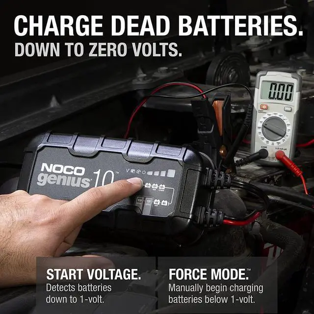 Alt view image 3 of 4 - NOCO GENIUS10, 10A Smart Car Battery Charger, 6V and 12V Automotive Charger, Battery Maintainer, Trickle Charger, Float Charger and Desulfator for Motorcycle, ATV, Lithium and Deep Cycle Batteries