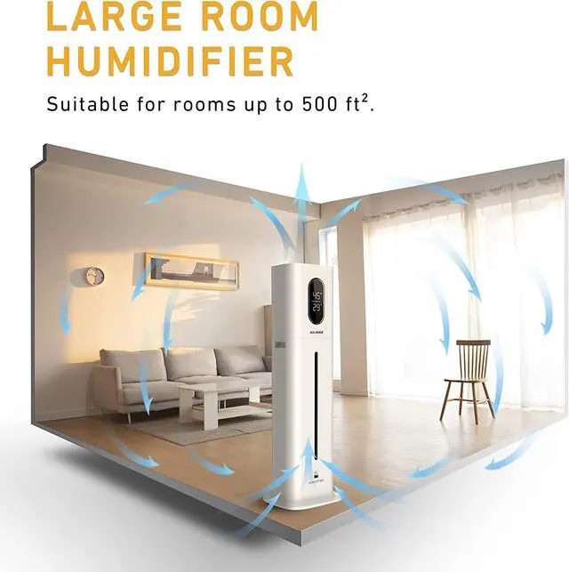 Alt view image 2 of 6 - Humidifiers for Bedroom Large Room, AILINKE 2.1Gal/8L Humidifiers for Home Large Ultrasonic Top Fill Humidifier with 3 Speed Humidistat for Baby Kids Adults Yoga Sleep