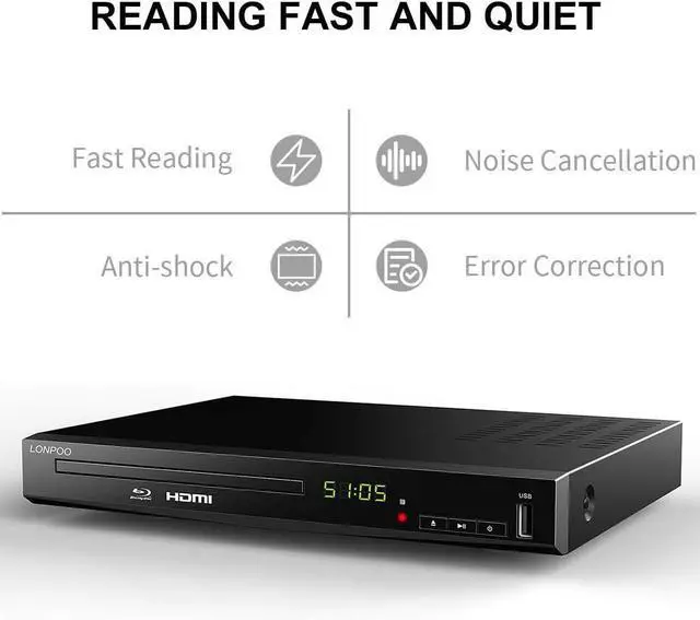 Alt view image 5 of 7 - HD Blu-Ray Disc Player for TV with HDMI and AV Cables, 1080P, Built-in PAL NTSC, Coaxial Output, USB Input