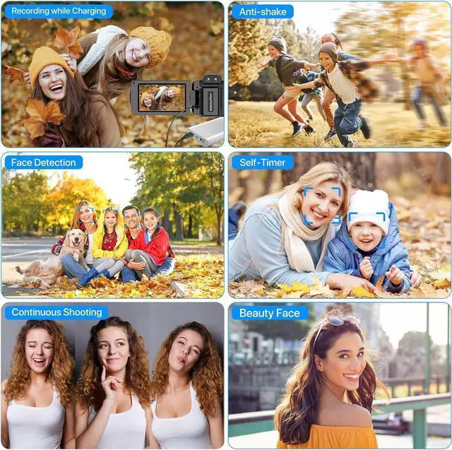 Alt view image 6 of 7 - 4K Video Camera Camcorder 48MP UHD WiFi IR Night Vision Vlogging Camera for YouTube 16X Digital Zoom Touch Screen Camera Recorder with Microphone, Handheld Stabilizer, Lens Hood, Remote,2 Batteries
