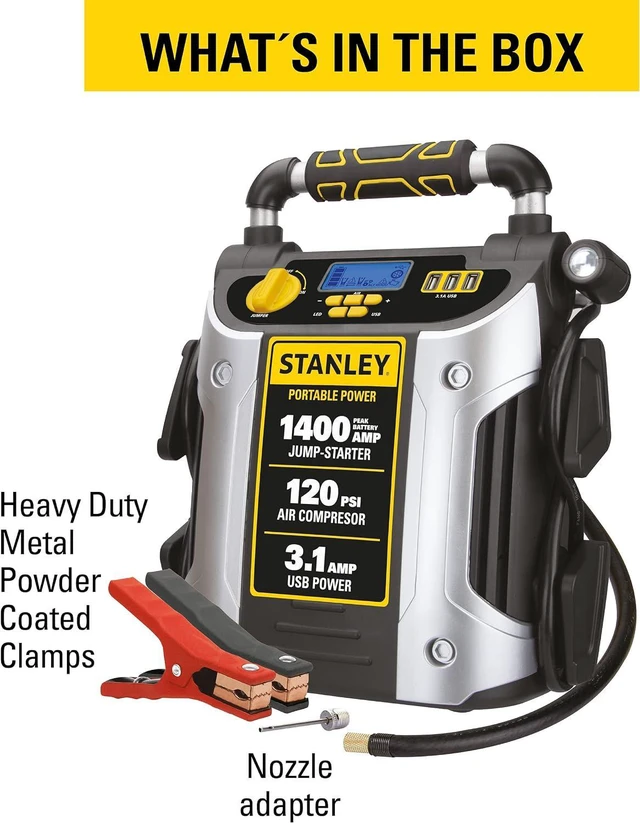 Alt view image 7 of 7 - Stanley J7C09D 1400 Amp Automotive Jump Starter, with Compressor