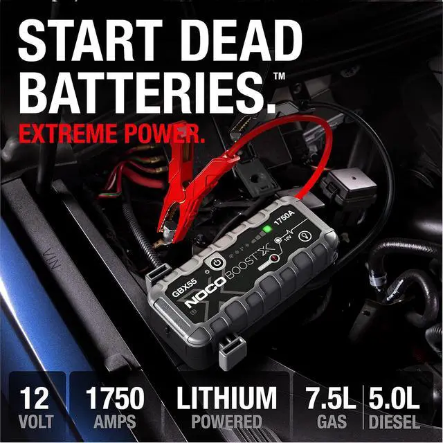Alt view image 2 of 7 - NOCO Boost X GBX55: 1750A UltraSafe Jump Starter 12V Lithium Battery Booster Pack, Portable Jump Box, Power Bank & Jumper Cables - for 7.5L Gas and 5.0L Diesel Engines