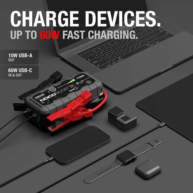 Alt view image 5 of 7 - NOCO Boost X GBX55: 1750A UltraSafe Jump Starter 12V Lithium Battery Booster Pack, Portable Jump Box, Power Bank & Jumper Cables - for 7.5L Gas and 5.0L Diesel Engines