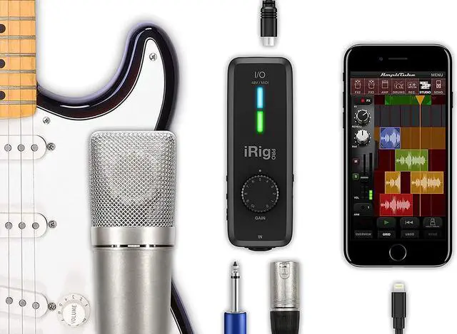 Alt view image 6 of 7 - iRig Pro I/O audio interface for iPhone, iPad, Mac, iOS and PC with USB-C, Lightning and USB cables, 24-bit, 96 kHz recording and guitar, bass and XLR mic inputs