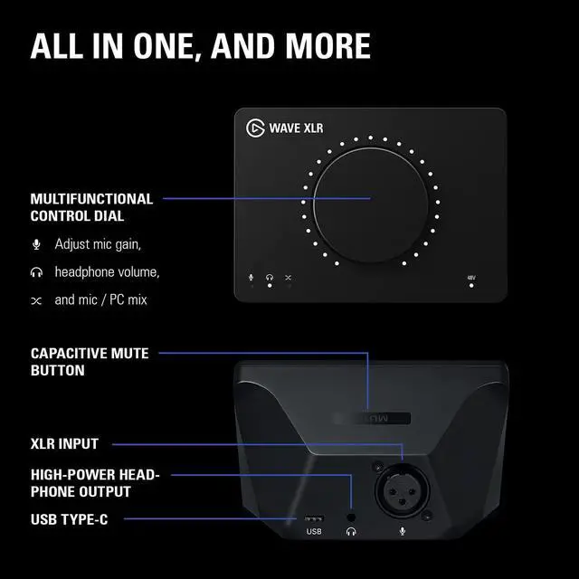 Alt view image 3 of 7 - Elgato Wave XLR - Audio Mixer and 75 db Preamp for XLR Mic to USB-C, Control Interface with 48V Phantom Power, Tap-to-Mute, Digital Mixing Software for Streaming, Recording, Podcasting on Mac and PC