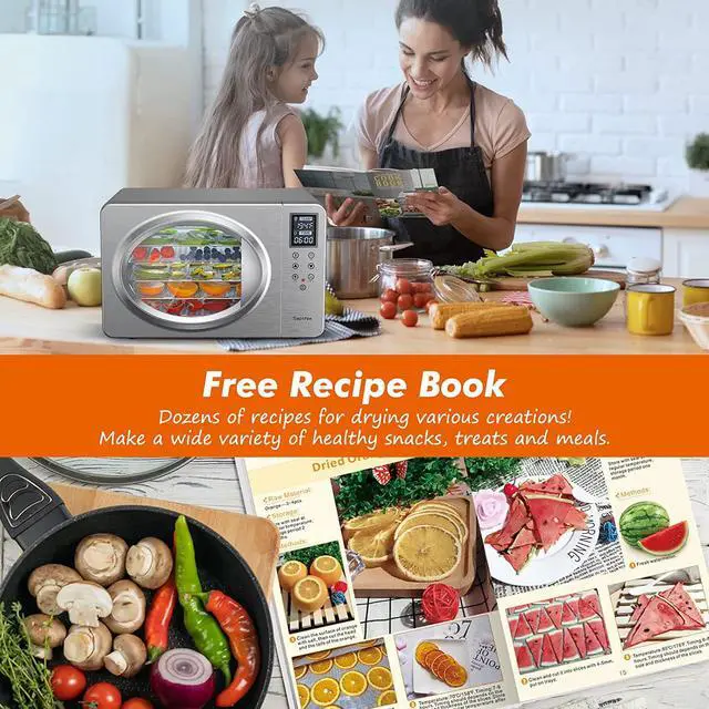 Alt view image 5 of 7 - Silver Retro Food Dehydrator- 6 Stainless Steel Trays, 190 Max Digital Temperature Control, Built-in Light, 500W Efficient Drying Machine for Beef Jerky Fruit Mushroom& Yogurt