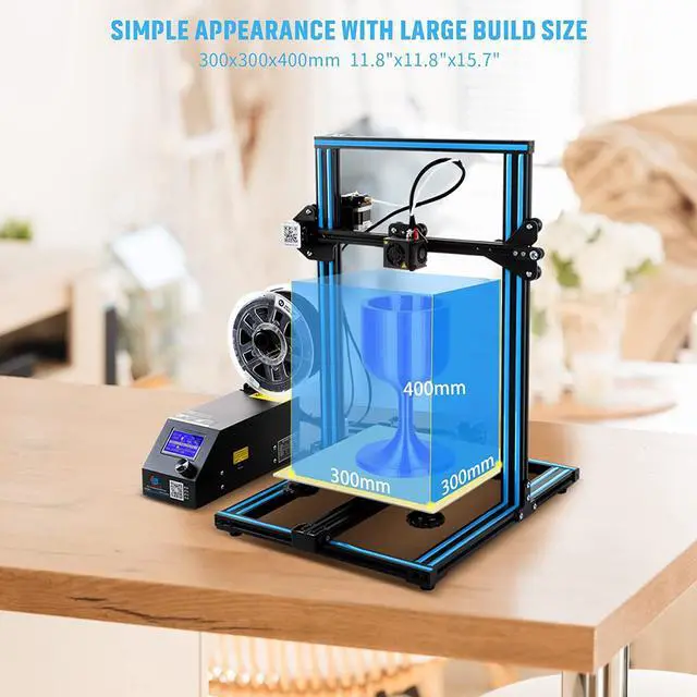 Alt view image 3 of 7 - Creality 3D CR-10 Large FDM 3D Printer All Metal Frame 12x12x15.5 Inch Build Volume and Heated Bed Includes Glass Bed with Blue Strips for Beginners PLA TPU ABS Filaments