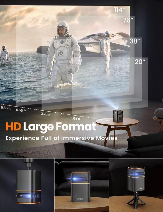 Alt view image 5 of 5 - Mini Projector, FATORK 5G WiFi DLP Smart Portable Movie Projectors, Pocket Monster Outdoor Projector for Phone 1080P HD Support Wireless Video Travel Short Throw, Compatible with iOS/Android/HDMI/USB