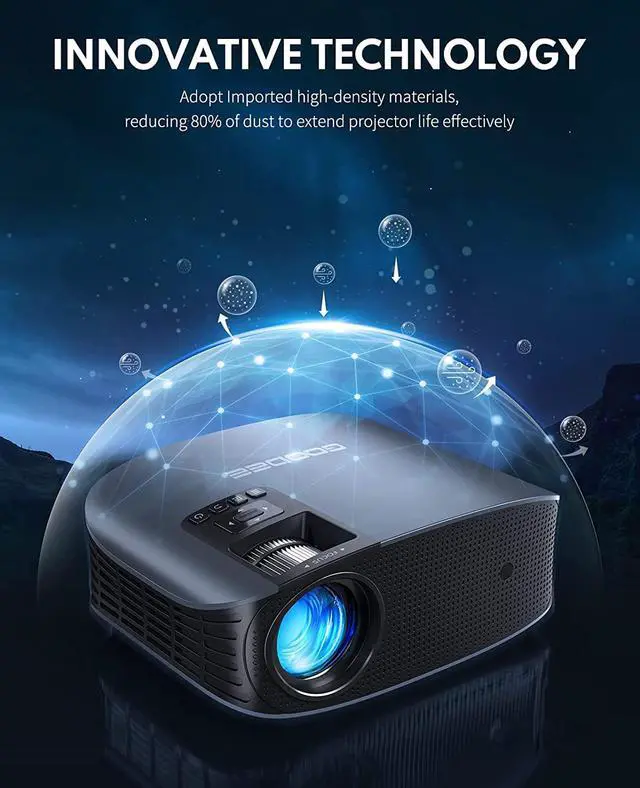 Alt view image 6 of 6 - GooDee Projector 4K With WiFi And Bluetooth Supported, FHD 1080P Mini Projector For Outdoor Moives, 5G Video Projector For Home Theater Dolby Audio Zoom Portable Projector TV Stick PPT (YG600 Plus)