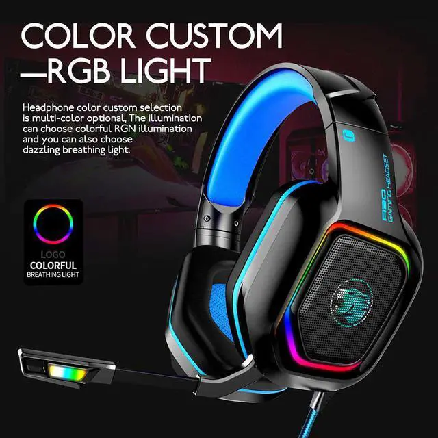 Main image of Gamer Over Ear With Mic Bass Surround PC LED Gaming Headset Wired Accessories Home Office For PS4 For Xbox One For IPad
