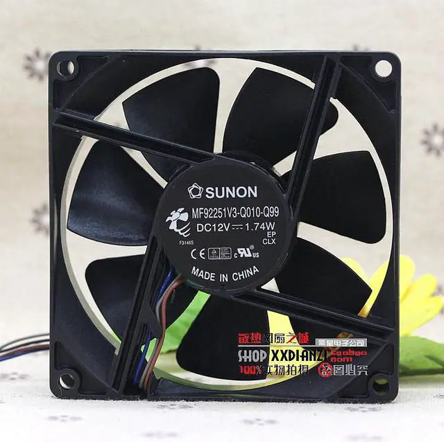 Alt view image 2 of 5 - For Sunon 9225 12V MF92251V3-Q010-Q99 92*92*25MM 12V 1.74W 4 line heat sink fan