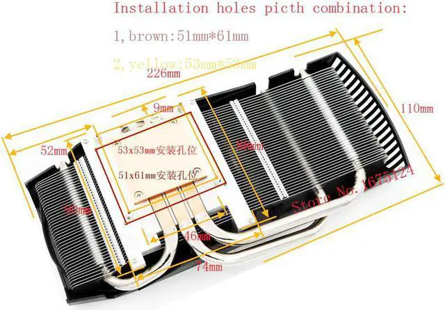 Alt view image 2 of 5 - cooler radiator with heatsink heatpipe cooling fan for ASUS GTX460/550Ti/560 HD6790 Q4000 grahics card replacement