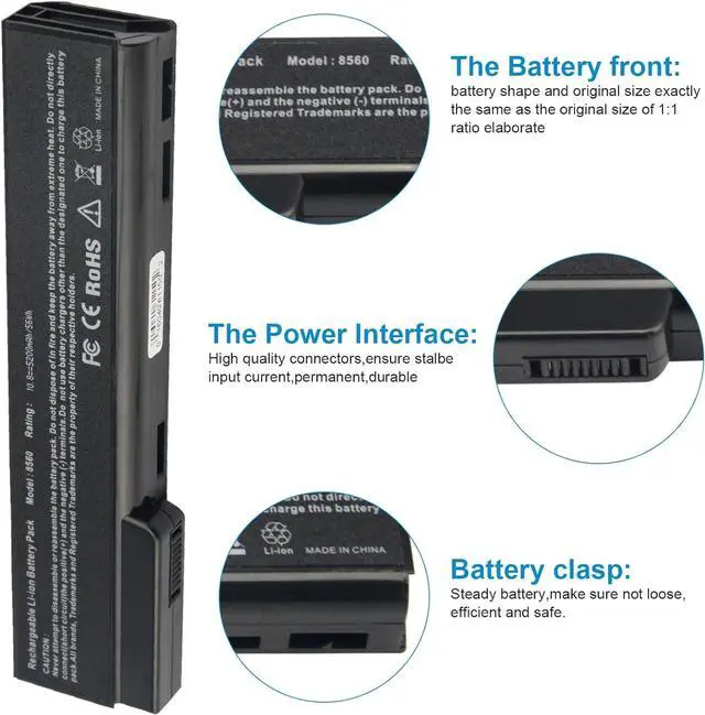 Alt view image 3 of 7 - Futurebatt Laptop Battery for HP EliteBook 8460P 8460W 8470P 8560P 8570P; HP ProBook 6360B 6460B 6465B 6470B 6560B 6565B 6570B Notebook, P/N CC06 QK642AA 628666-001 630919-421 HSTNN-F08C HSTNN-OB2G