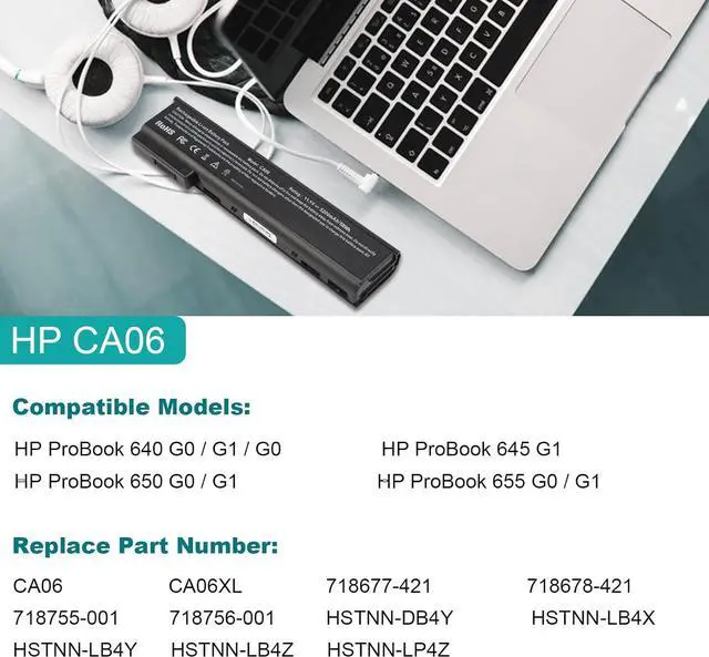Alt view image 5 of 7 - Fancy Buying New CA06 CA06XL Laptop Battery for HP ProBook 350 640 645 650 655 G0 G1 G2, fits Hp Spare 718677-141 718677-421 718678-421 718755-001 718756-001