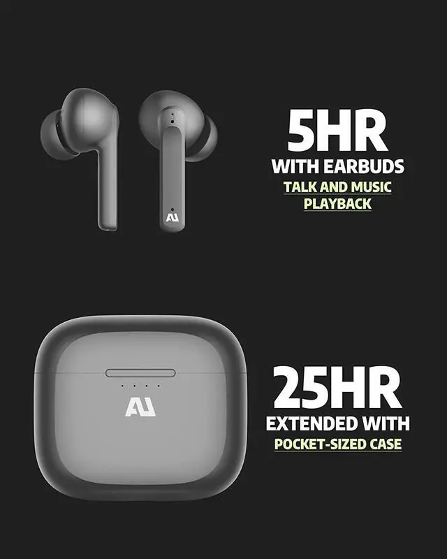 Alt view image 4 of 5 - Ausounds Frequency BT True Wireless Earbuds, 10mm Hi-Fi Driver, Bluetooth 5.0, and Water Resistant for Workouts for iPhone and Android - Gray