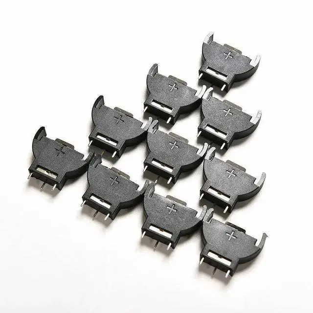 Alt view image 3 of 6 - 10pcs 3 PINS CR2032 Half-Round Lithium Button Cell Coin Battery Box Holder Case CR 2032 Batteries Holder Socket