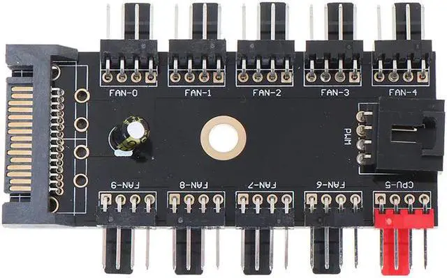 Alt view image 4 of 5 - 12V 10Way 4pin fan hub speed control regulator cpu fan interface for pc case