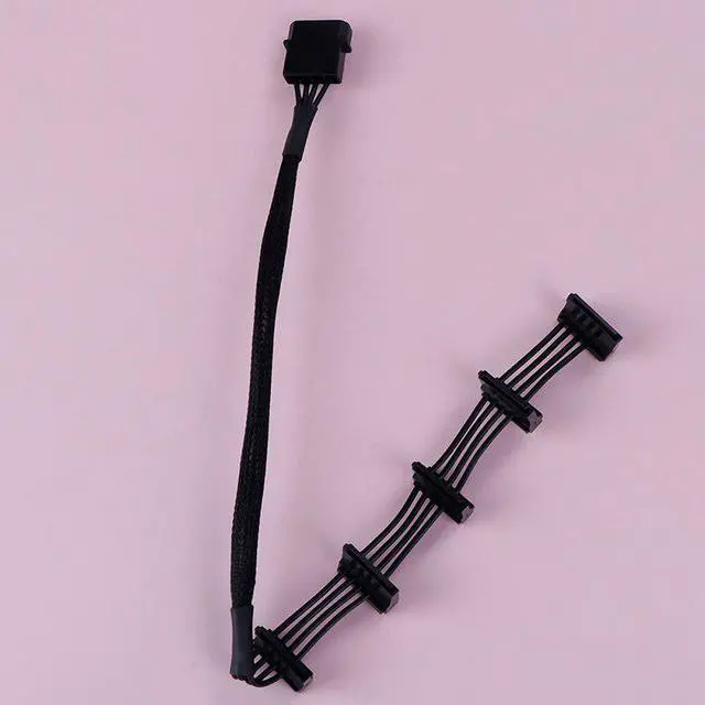Alt view image 5 of 6 - 1 Pcs Practical Durable PC Server 4 pins IDE Molex 1 to 5 SATA Power Cable Adapter Splitter Cables 18AWG Black 40cm