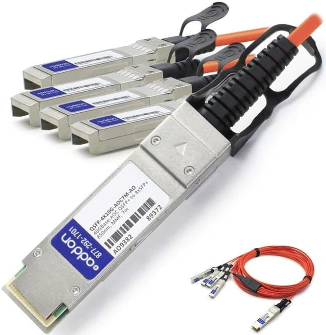 Alt view image 7 of 8 - Addon Cisco Qsfp-4X10g-Aoc7m Compatible Taa Compliant 40Gbase-Aoc Qsfp+ To 4Xsfp+ Direct Attach Cable (850Nm Mmf 7M)