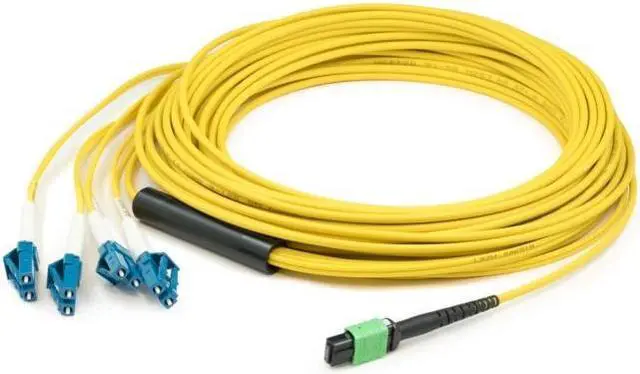 Alt view image 3 of 6 - AddOn ADD-MPO-4LC3M9SMF 9.84 ft. Yellow MPO to 4xLC Duplex Fanout SMF Yellow Patch Cable