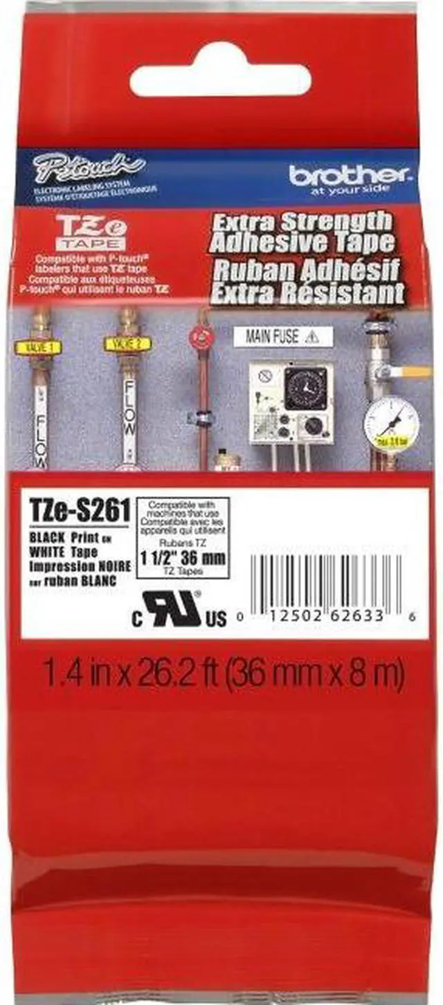 Alt view image 4 of 7 - Brother TZES261 36 mm (1.40") Black on White Tape with Extra Strength Adhesive, 8 m (26.20 ft.)