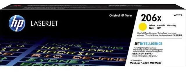 Main image of HP 206X High Yield Yellow Original LaserJet Toner Cartridge, ~2,450 pages,