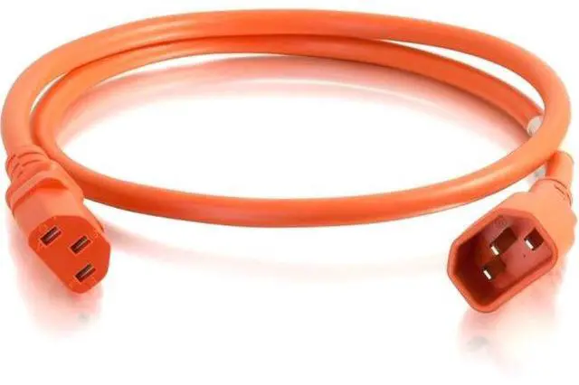 Alt view image 4 of 6 - C2G 17560 14 AWG Power Cord - C14 to C13, Orange (8 Feet, 2.43 Meters)