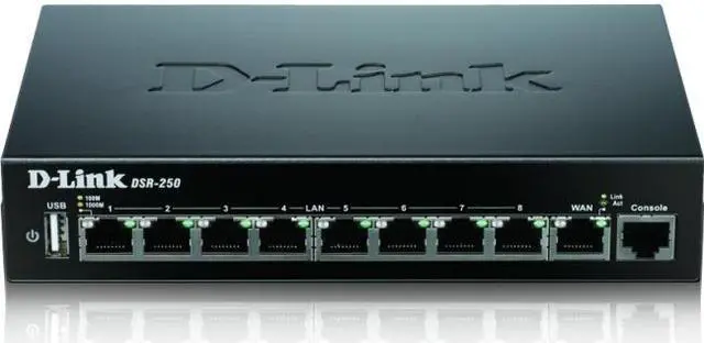 Alt view image 6 of 20 - D-LINK SYSTEMS DSR-250 WIRED SSL VPN ROUTER, 8 GIGABIT PORTS,  1 WAN. LIMITED LIFETIME WARRANTY.