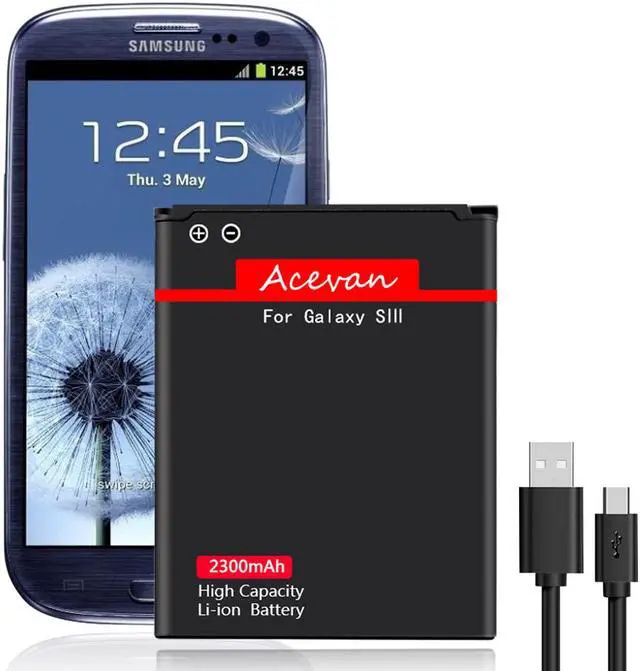 Main image of Galaxy S3 Battery, Acevan 2300mAh Replacement Battery for Samsung Galaxy S3, Galaxy S3 Neo, Verizon I535, T-Mobile T999, Sprint L710, AT&T I747, R530, I9300, Galaxy S3 LTE I9305 [2 Years Warranty]