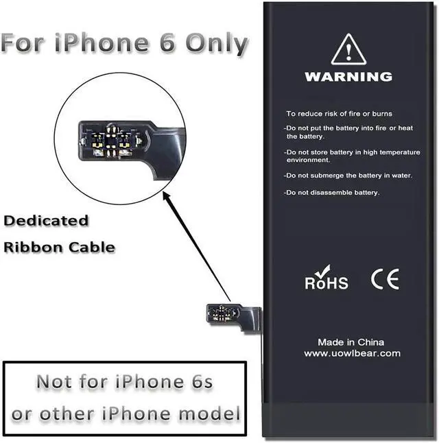 Alt view image 4 of 6 - uowlbear 2600mAh Replacement Battery for iPhone 6 A1549 A1586 A1589 with Complete Replacement Kits - High Capacity