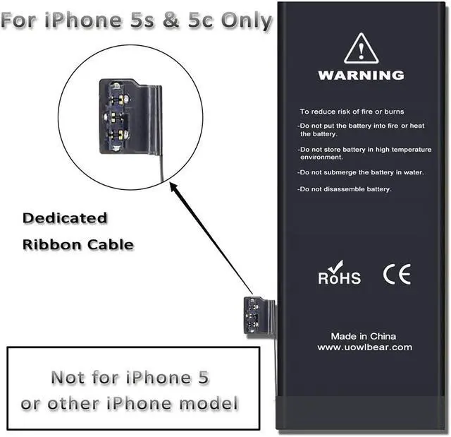 Alt view image 3 of 7 - uowlbear 2080mAh Battery for iPhone 5s A1453 A1457 A1518 A1528 A1530 A1533 and iPhone 5c A1456 A1507 A1516 A1529 A1532 with Complete Replacement Kits 0 Cycle -High Capacity