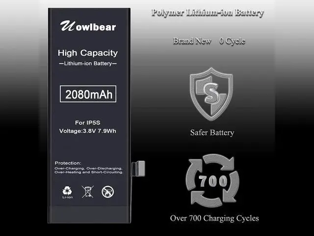 Alt view image 4 of 7 - uowlbear 2080mAh Battery for iPhone 5s A1453 A1457 A1518 A1528 A1530 A1533 and iPhone 5c A1456 A1507 A1516 A1529 A1532 with Complete Replacement Kits 0 Cycle -High Capacity