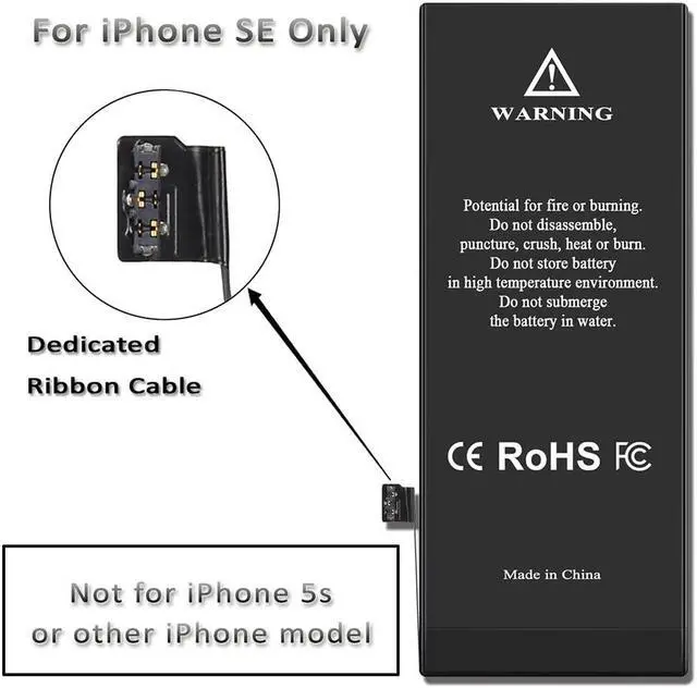 Alt view image 6 of 7 - Battery for iPhone SE First Generation, uowlbear 2560mAh Replacement Battery for 2016 Edition iPhone A1662 A1723 A1724 with Complete Replacement Kits and 2 Set Adhesive Strips -0 Cycle High Capacity