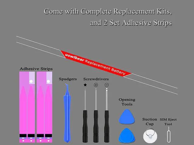 Alt view image 7 of 7 - Battery for iPhone SE First Generation, uowlbear 2560mAh Replacement Battery for 2016 Edition iPhone A1662 A1723 A1724 with Complete Replacement Kits and 2 Set Adhesive Strips -0 Cycle High Capacity