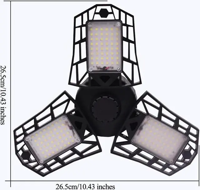 Alt view image 6 of 7 - SUNZOS 1pc 60W 8000LM 6500K Deformable LED Garage Light With 3 Adjustable Multi-Position LED Panels Light For Garage Workshop Basement Supermarket Warehouse