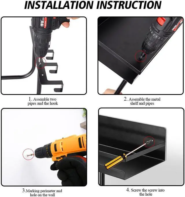 Alt view image 6 of 7 - 1PC Bath Towel Racks for Bathroom Organizer, Metal Towel Holder, Wall Mounted Towel storage And Organizer Rack, Towels Organizer with Top Storage Shelf And 5 Hooks