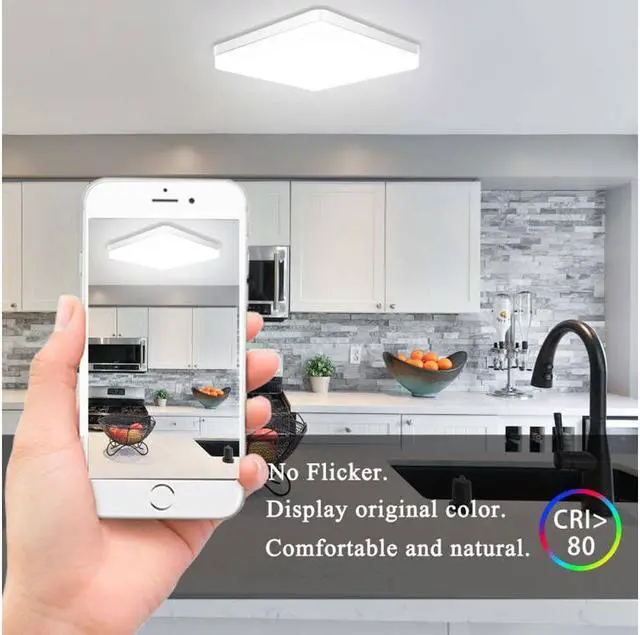 Alt view image 4 of 7 - LED Ceiling Light 36W 3240lm 4000K 9Inch Square LED Flush Mount Ceiling Lighting Fixture for Kitchen, Bedroom, Living Room, Utility Laundry Closet Room Natural White