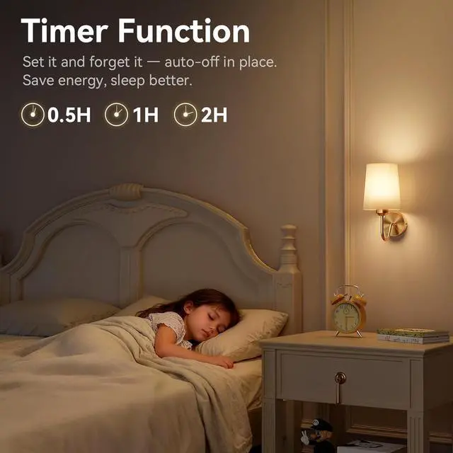 Alt view image 6 of 7 - Ouyulong Battery Operated Wall Sconces Set of 2, Wireless Rechargeable Dimmable Wall Light with RGB Bulb and Remote for Bedroom, Living Room, Hallway (Gold)